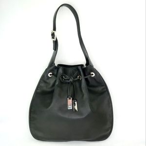 Authentic Vintage GUCCI Black Leather Drawstring Hobo Bag